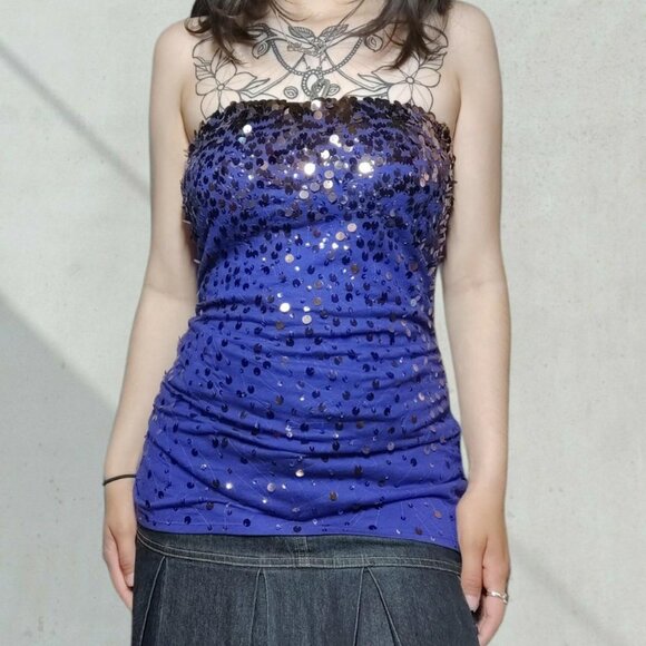 Vintage Y2K Sequin Club Tube Top! - Picture 1 of 7